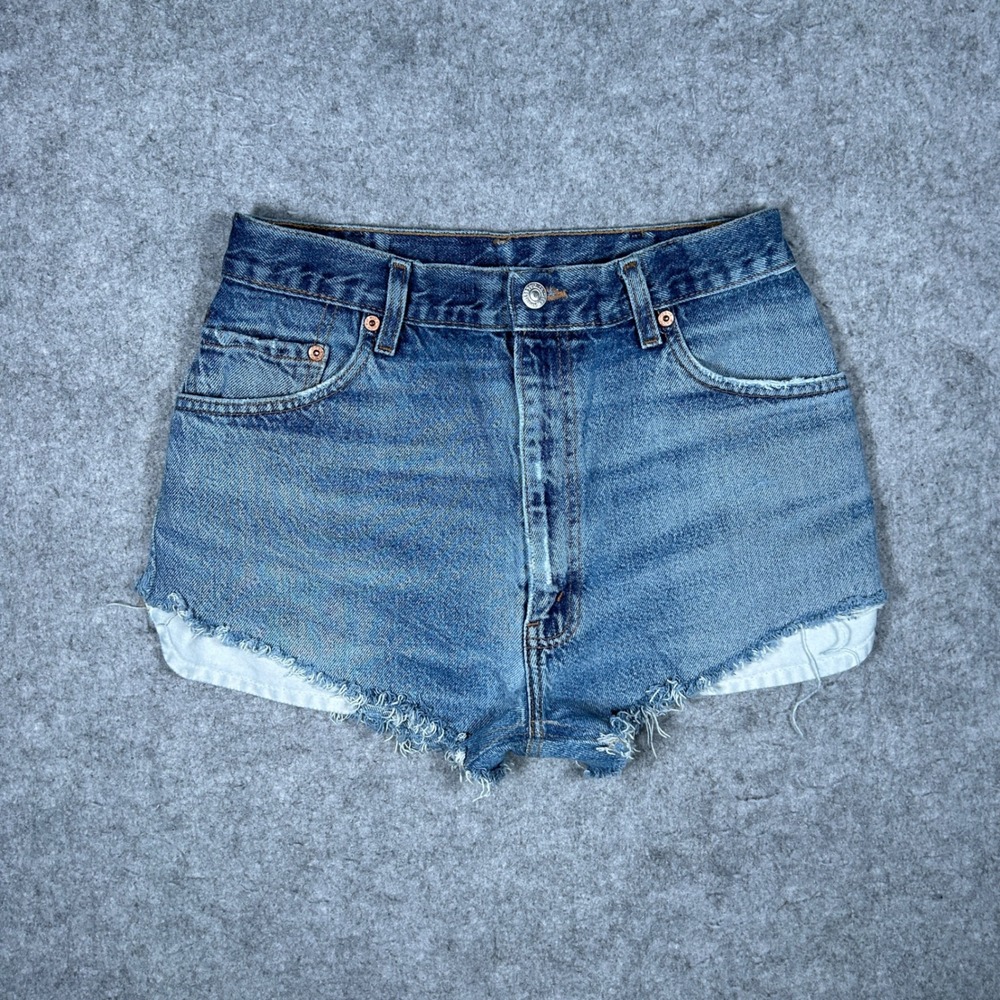 Vtg Levi's Denim Cut Off Shorts Womens 26 Blue High Waist 501 Festival Summer